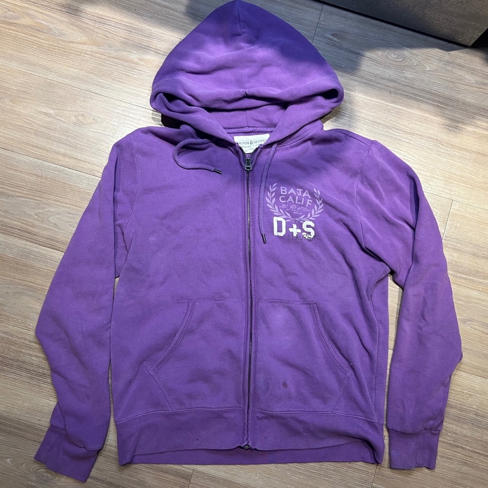 Denim & Supply Ralph Lauren Mens Hoodie Baja Calif Surfing Purple M